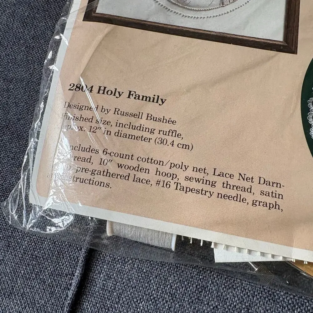 Holy Family Vintage Lace Net Darning Kit by The Creative Circle - 1987 Nativity